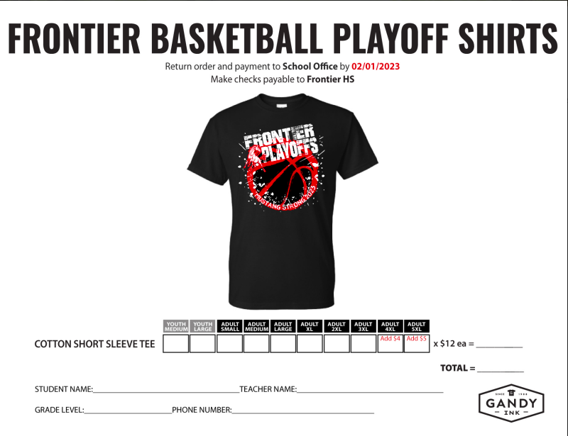 Frontier Basketball Playoff Shirts